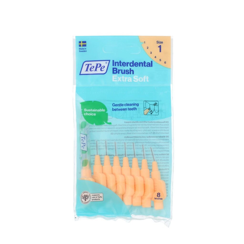 TePe Interdental Brush Extra Soft 0.45 mm orange 8 pcs - Very fine interdental brushes 8.0ks цена и информация | Hambaharjad, hampapastad ja suuloputusvedelikud | hansapost.ee