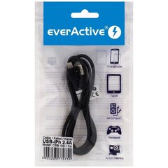 Punutud kaabel USB-Lightning/iPhone everActive CBB-1IB 100 cm, mis toetab kiiret (lightning) laadimist kuni 2,4 A must hind ja info | Juhtmed ja kaablid | hansapost.ee