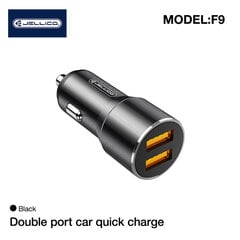 Jellico F9 36W kompaktne auto DC 12-24V topelt 18W USB pesa 3.1A adaptiivne kiirlaadija must hind ja info | Laadijad mobiiltelefonidele | hansapost.ee