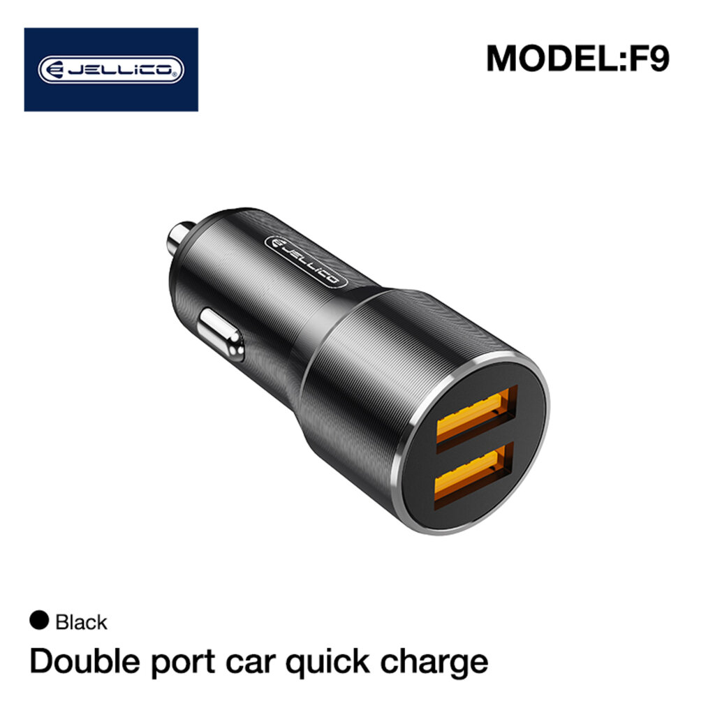 Jellico F9 36W kompaktne auto DC 12-24V topelt 18W USB pesa 3.1A adaptiivne kiirlaadija must цена и информация | Laadijad mobiiltelefonidele | hansapost.ee