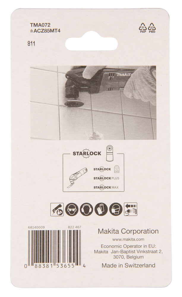 Mitme tööriistaga segmenditera HM 85mm B-65056 Makita цена и информация | Käsitööriistad | hansapost.ee