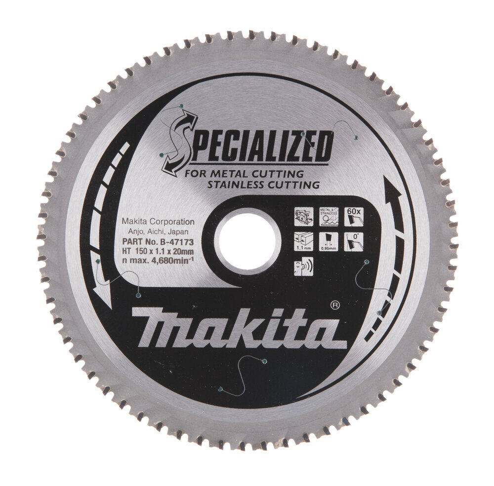 T.C.T saeketas 150X1.1X20mm 0° T60 B-47173 Makita hind ja info | Käsitööriistad | hansapost.ee