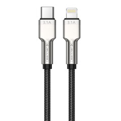 Плетенный тканевый коннектор из цинка iPhone & iPad Lightning на USB-C кабель данных и PD быстрого 30W заряда 1 м, черный цена и информация | Кабели и провода | hansapost.ee