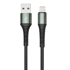 Плетенный тканевый iPhone и iPad Lightning на USB кабель данных Jellico B12 и быстрого заряда 3.1A 2 м, черный цена и информация | Кабели и провода | hansapost.ee