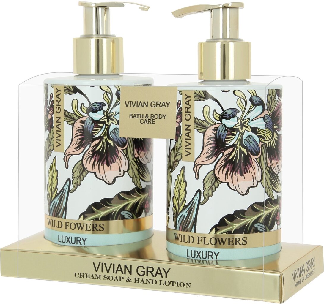 Kehahoolduskomplekt Vivian Grey White Flowers: kreemjas seep 250 ml + kätekreem 250 ml цена и информация | Seebid | hansapost.ee