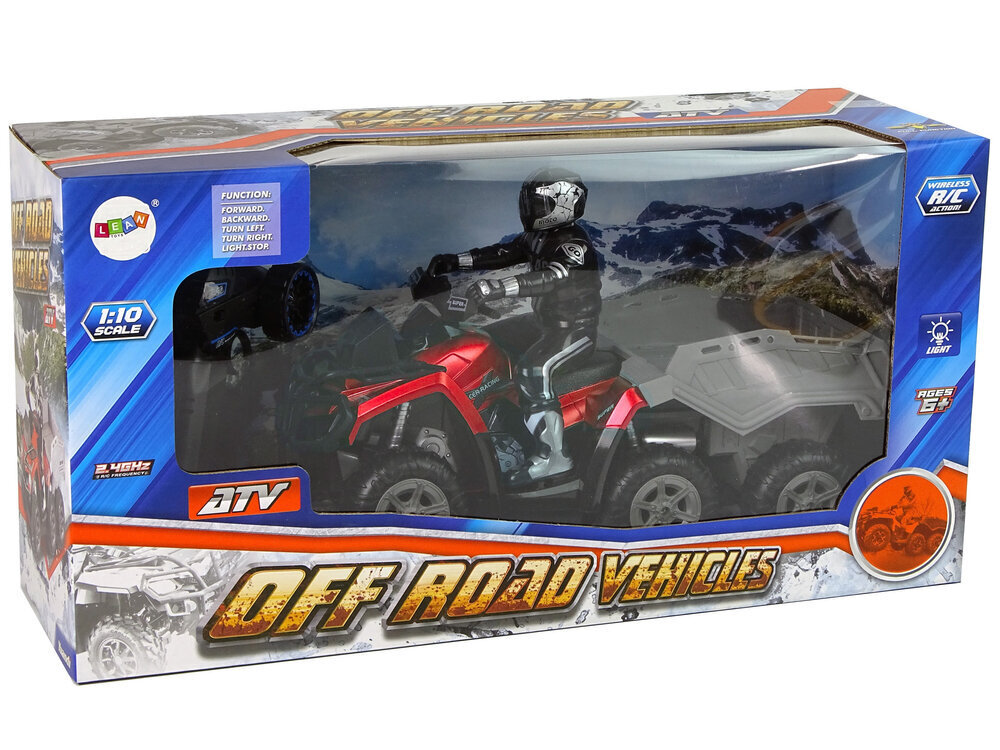Lean toys ATV koos haagisega 1:10 Off-Road Red 2.4G цена и информация | Mänguasjad poistele | hansapost.ee