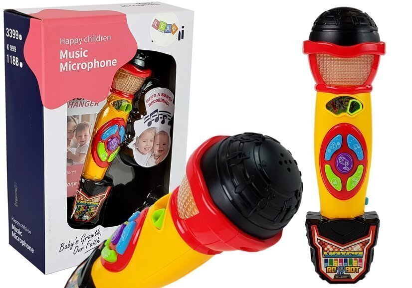 Kollast ja musta värvi karaokemikrofon Lean toys цена и информация | Beebide mänguasjad | hansapost.ee