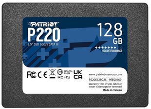 Patriot P220, 128GB (P220S128G25) hind ja info | Sisemised kõvakettad | hansapost.ee