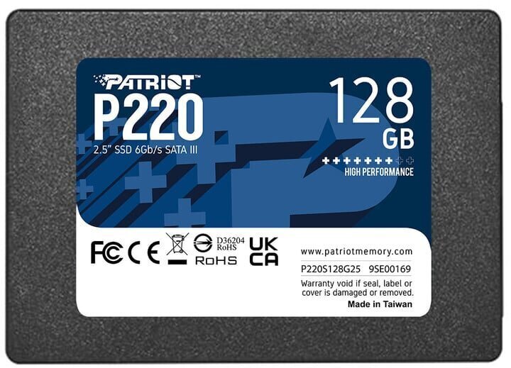 Patriot P220, 128GB (P220S128G25) цена и информация | Sisemised kõvakettad | hansapost.ee
