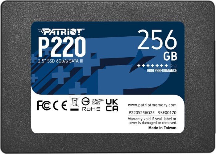 Patriot P220, 256GB (P220S256G25) цена и информация | Sisemised kõvakettad | hansapost.ee