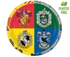 Ühekordsed papptaldrikud 23 cm, 8 tk "Harry Potter Hogwarts Houses" 93451 hind ja info | Ühekordsed nõud ja söögiriistad | hansapost.ee