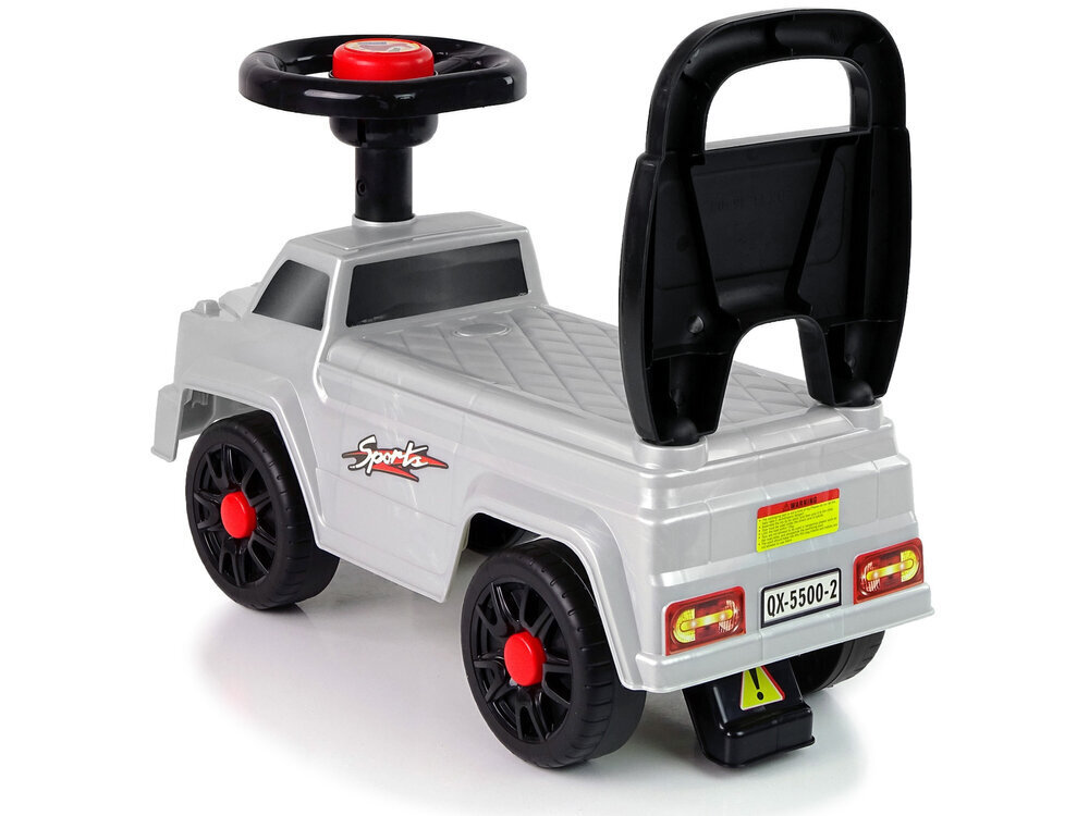 Pealeistutav auto Lean Toys QX-5500- 2 koos seljatoega Silver цена и информация | Beebide mänguasjad | hansapost.ee