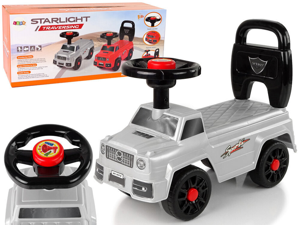 Pealeistutav auto Lean Toys QX-5500- 2 koos seljatoega Silver hind ja info | Beebide mänguasjad | hansapost.ee