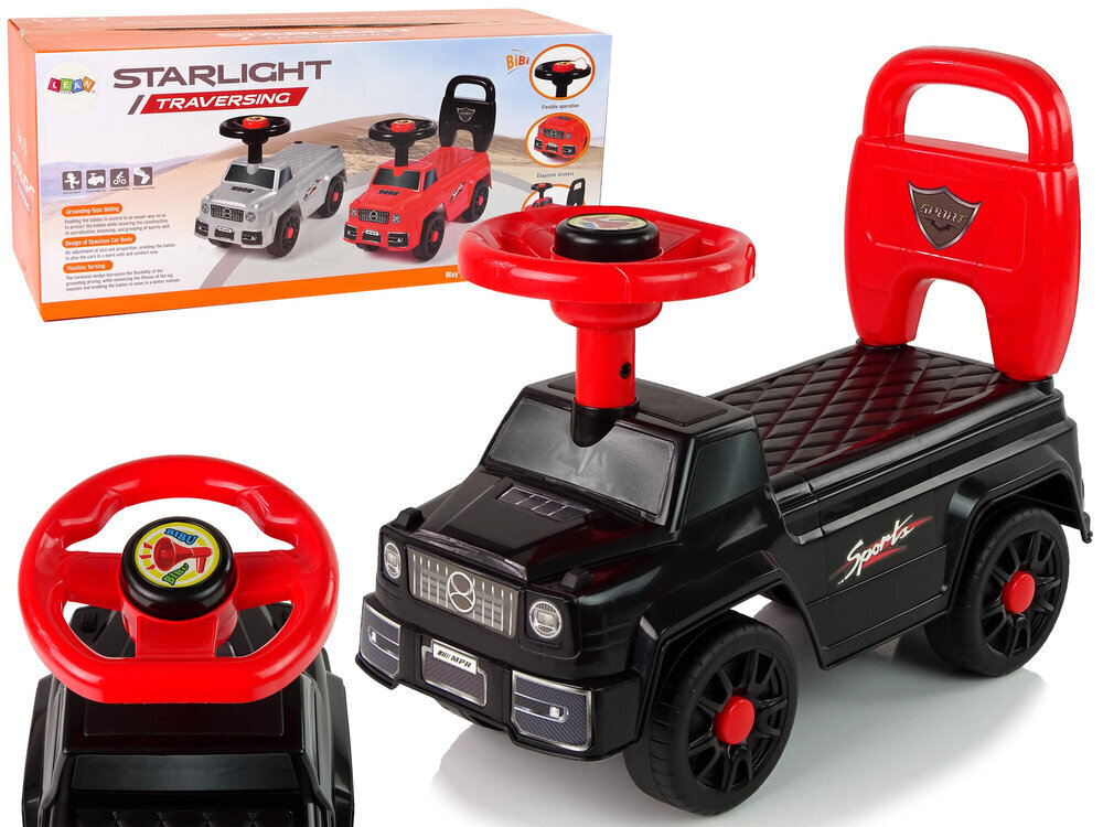 Pealeistutav auto Lean Toys QX-5500-2 koos seljatoega Black цена и информация | Beebide mänguasjad | hansapost.ee