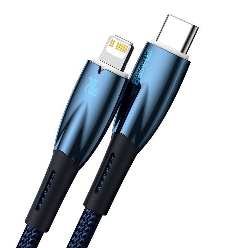 USB-C cable for Lightning Baseus Glimmer Series, 20W, 2m (Blue) hind ja info | Mobiiltelefonide kaablid | hansapost.ee