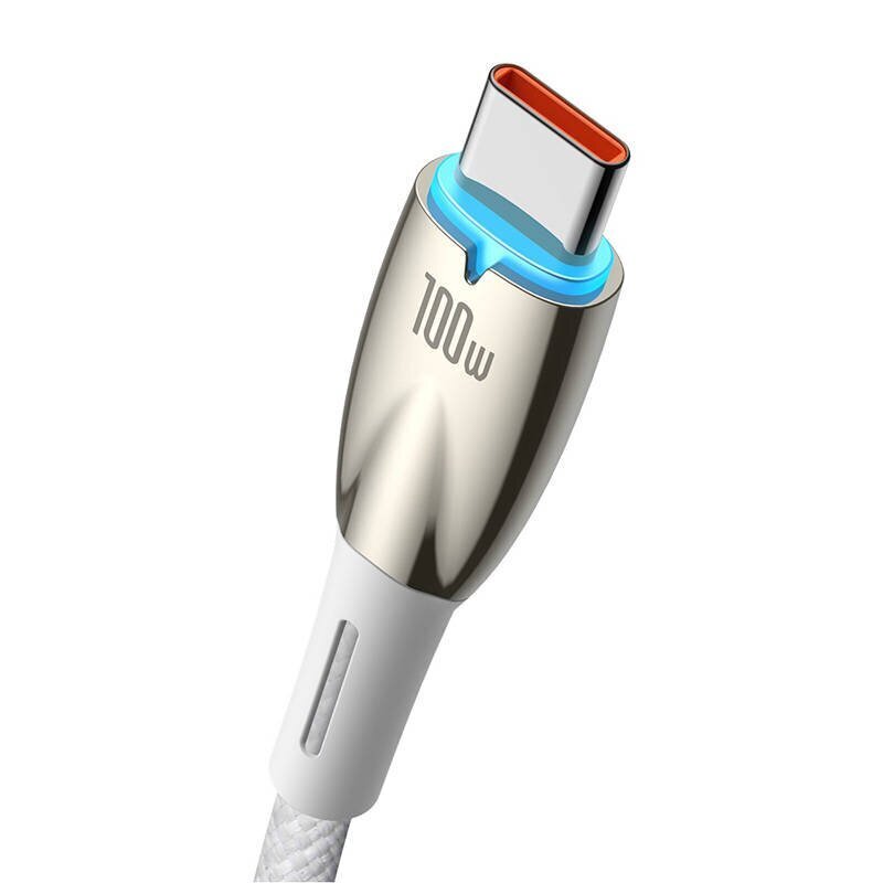USB cable for USB-C Baseus Glimmer Series, 100W, 1m (White) hind ja info | Mobiiltelefonide kaablid | hansapost.ee