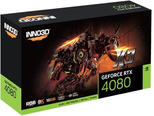 Inno3D GeForce RTX 4080 16GB X3 (N40803-166X-187049N) hind ja info | Videokaardid | hansapost.ee