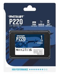 Patriot P220, 1TB (P220S1TB25) цена и информация | Внутренние жёсткие диски (HDD, SSD, Hybrid) | hansapost.ee