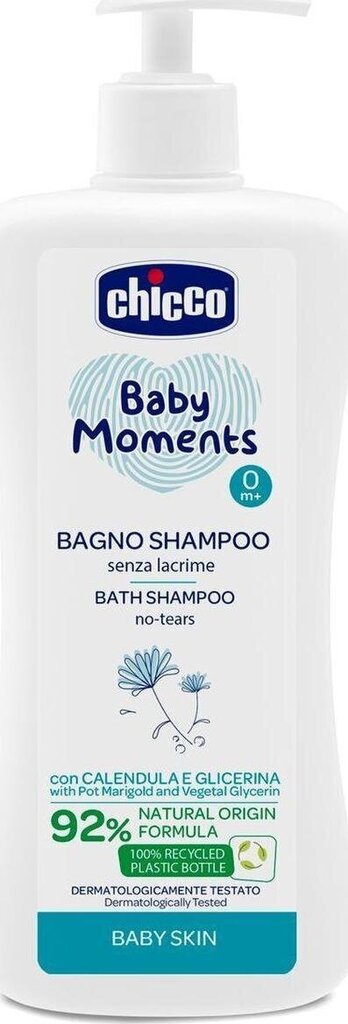 Beebide keha- ja juuksešampoon Chicco Baby Moments Shampoo, 500 ml hind ja info | Laste ja ema kosmeetika | hansapost.ee