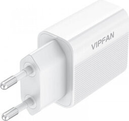 Vipfan E01 network charger, 1x USB, 2.4A + Lightning cable (white) hind ja info | Laadijad mobiiltelefonidele | hansapost.ee