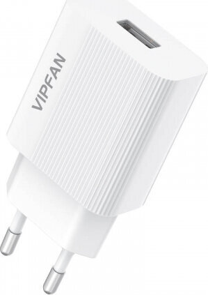 Vipfan E01 mains charger, 1x USB, 2.4A + Micro USB cable (white) цена и информация | Laadijad mobiiltelefonidele | hansapost.ee