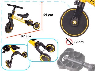 Трехколесный велосипед Trike Fix Mini cross 3in1 с педалями желтый цена и информация | Трехколесные велосипеды | hansapost.ee