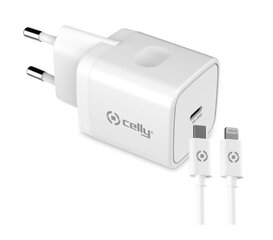 Celly TC1C20WLIGHT USB-C 20W+Lightning, valge hind ja info | Laadijad mobiiltelefonidele | hansapost.ee