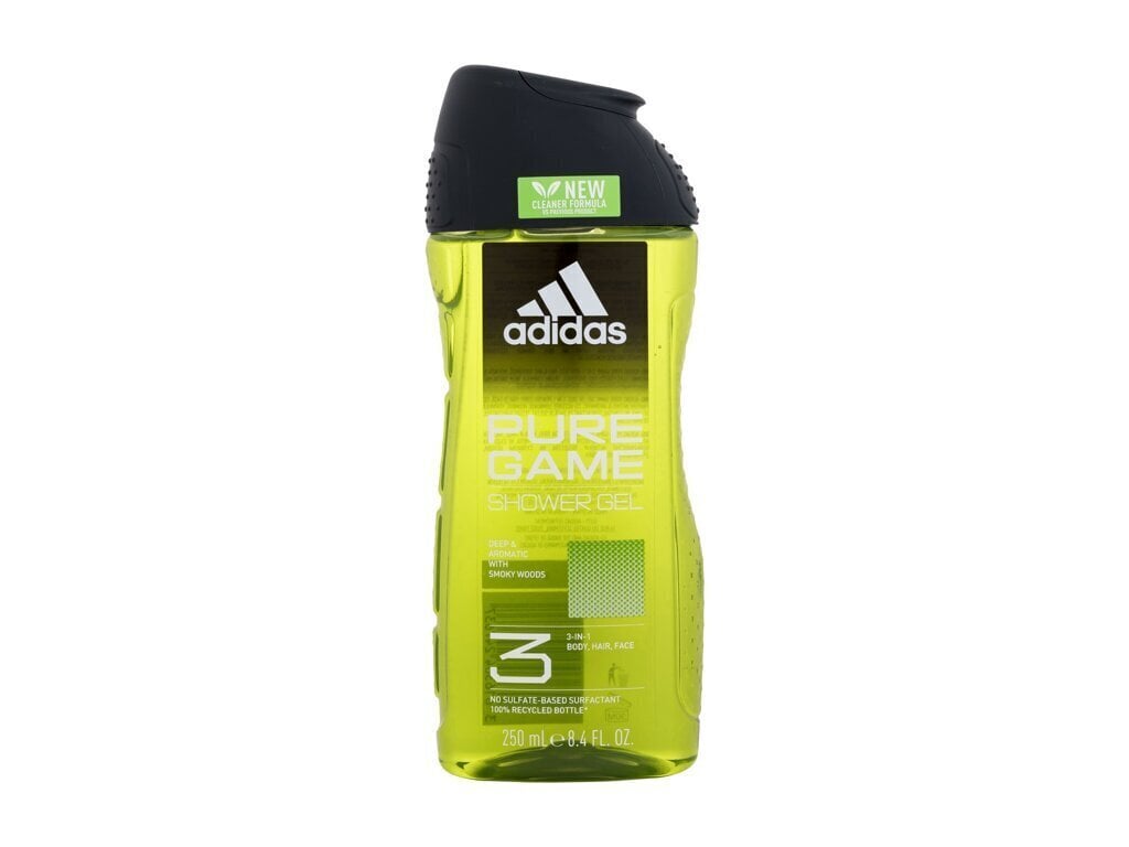 Dušigeel meestele Adidas Pure Game 3in1, 250 ml цена и информация | Dušigeelid, õlid | hansapost.ee