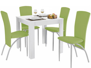 Комплект мебели для столовой Notio Living Lori 80/Nevada, белый/зеленый цена и информация | Комплекты мебели для столовой | hansapost.ee
