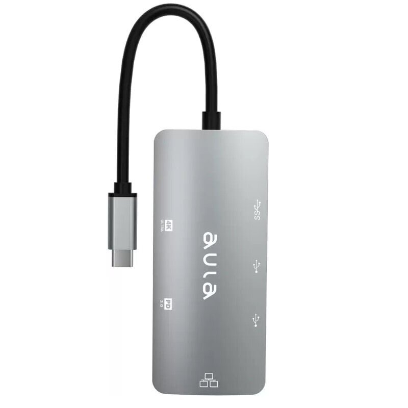 Aula OT-UC-910 6in1 jaotur USB-C kuni Hdmi 4K 60Hz / 2x USB 2.0 / USB 3.0 / PD laadimine / RJ45 Internet hind ja info | USB adapterid ja jagajad | hansapost.ee
