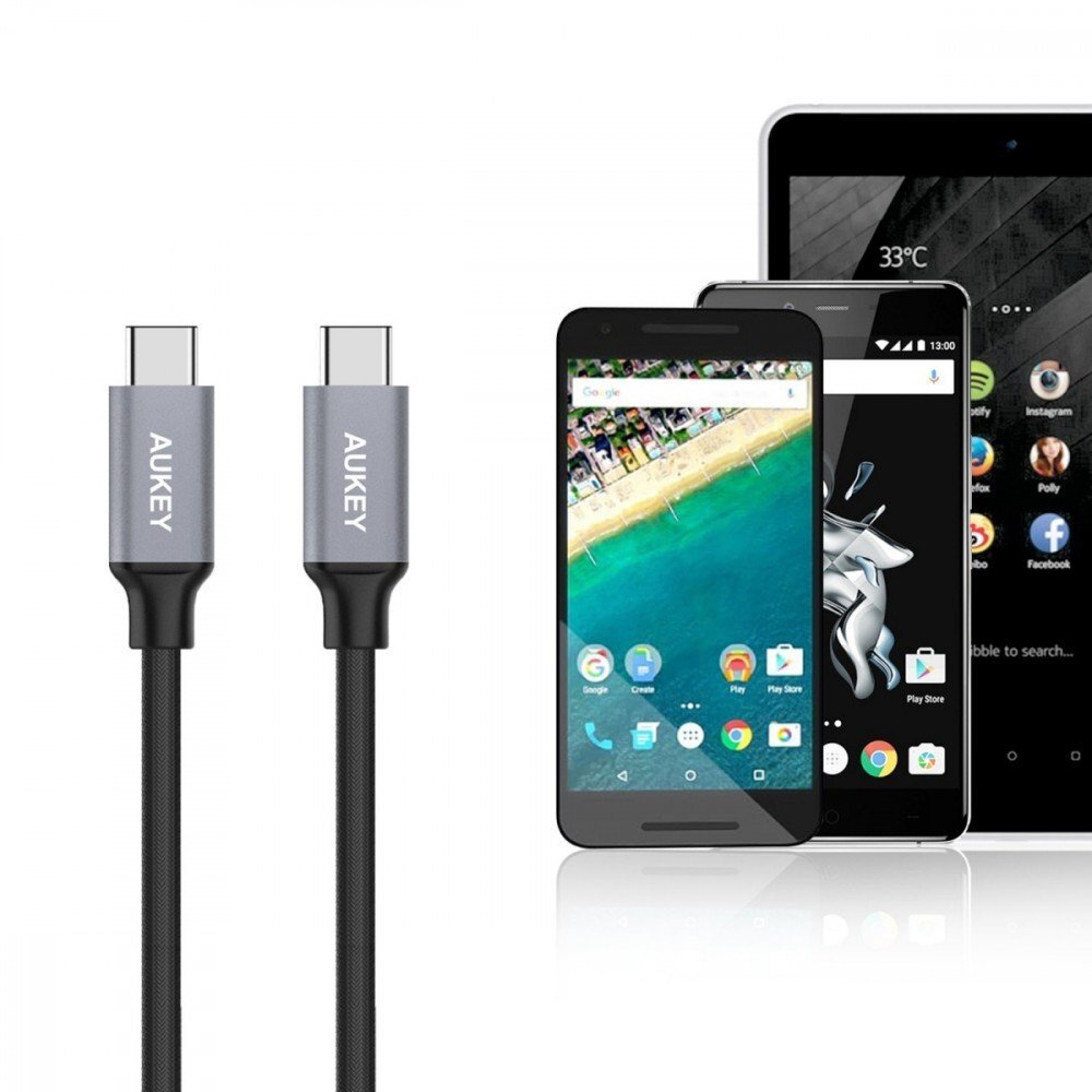 Aukey USB-C/USB-C CB-CD5 hind ja info | Mobiiltelefonide kaablid | hansapost.ee