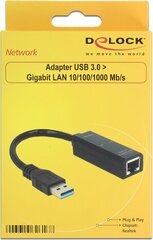 Delock - USB 3.0 с кабелем -> сетевой адаптер RJ-45 1 ГБ цена и информация | Адаптеры и USB-hub | hansapost.ee