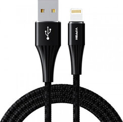 Vipfan A01 USB to Lightning cable, 3A, 1.2m, braided (black). hind ja info | Juhtmed ja kaablid | hansapost.ee
