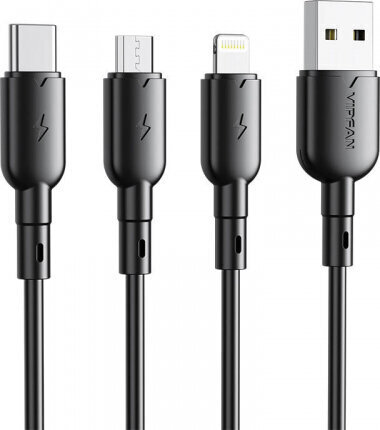 Vipfan USB to Lightning cable Colorful X11, 3A, 1m (black) hind ja info | Juhtmed ja kaablid | hansapost.ee