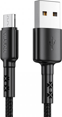 Vipfan USB to Micro USB cable X02, 3A, 1.2m (black) hind ja info | Juhtmed ja kaablid | hansapost.ee