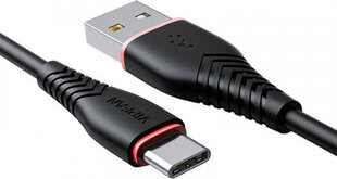Vipfan USB to USB-C cable Anti-Break X01, 3A, 1m (black) hind ja info | Juhtmed ja kaablid | hansapost.ee