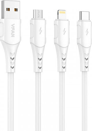 Vipfan USB to USB-C cable Colorful X12, 3A, 1m (white) hind ja info | Juhtmed ja kaablid | hansapost.ee