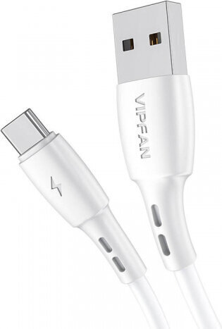 Vipfan USB to USB-C cable Racing X05, 3A, 1m (white) цена и информация | Juhtmed ja kaablid | hansapost.ee