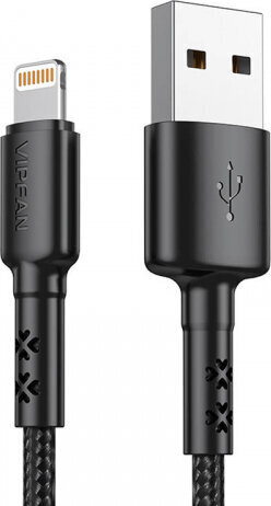 Vipfan USB to Lightning cable X02, 3A, 1.2m (black) hind ja info | Juhtmed ja kaablid | hansapost.ee