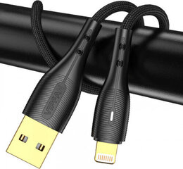 Vipfan USB to Lightning cable Nano Gold X07, 3A, 1.2m (black) hind ja info | Juhtmed ja kaablid | hansapost.ee