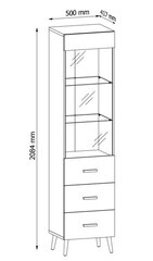 Vitriinkapp Visby W1D2S, valge/hall цена и информация | Витрины, серванты | hansapost.ee