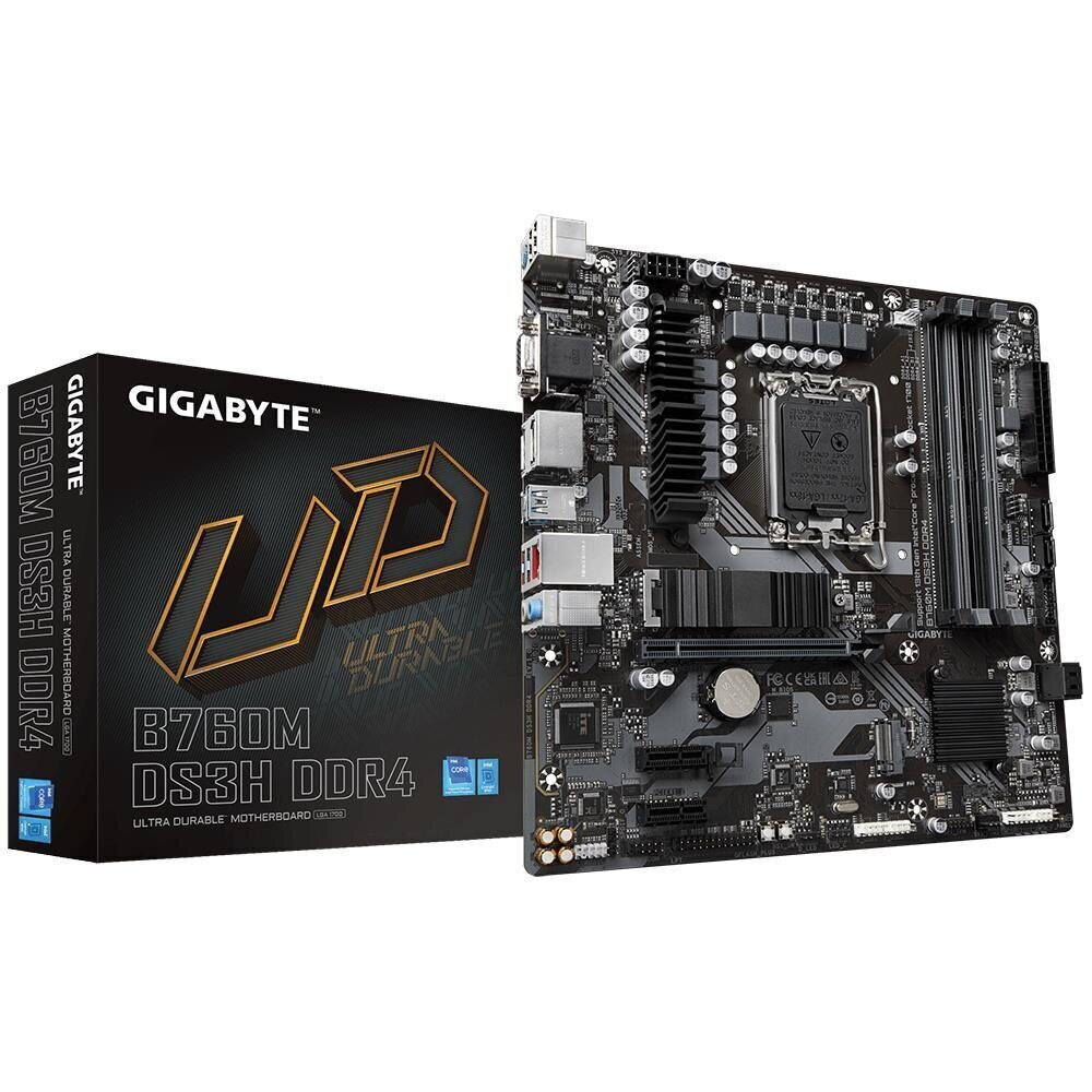 Gigabyte B760M DS3H DDR4 (rev. 1.0), Micro ATX, LGA1700, DDR4 цена и информация | Emaplaadid | hansapost.ee