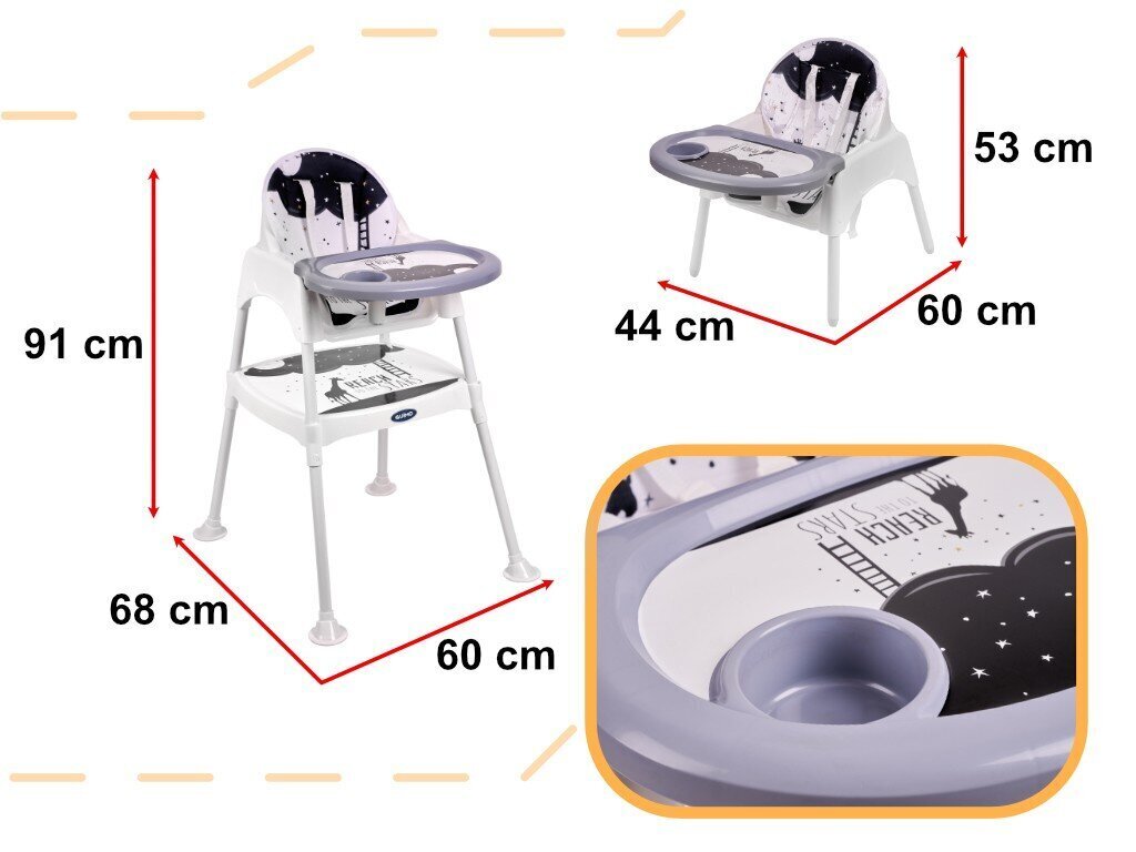 Söötmistool AGA, 3in1, tähed hind ja info | Laste söögitoolid | hansapost.ee