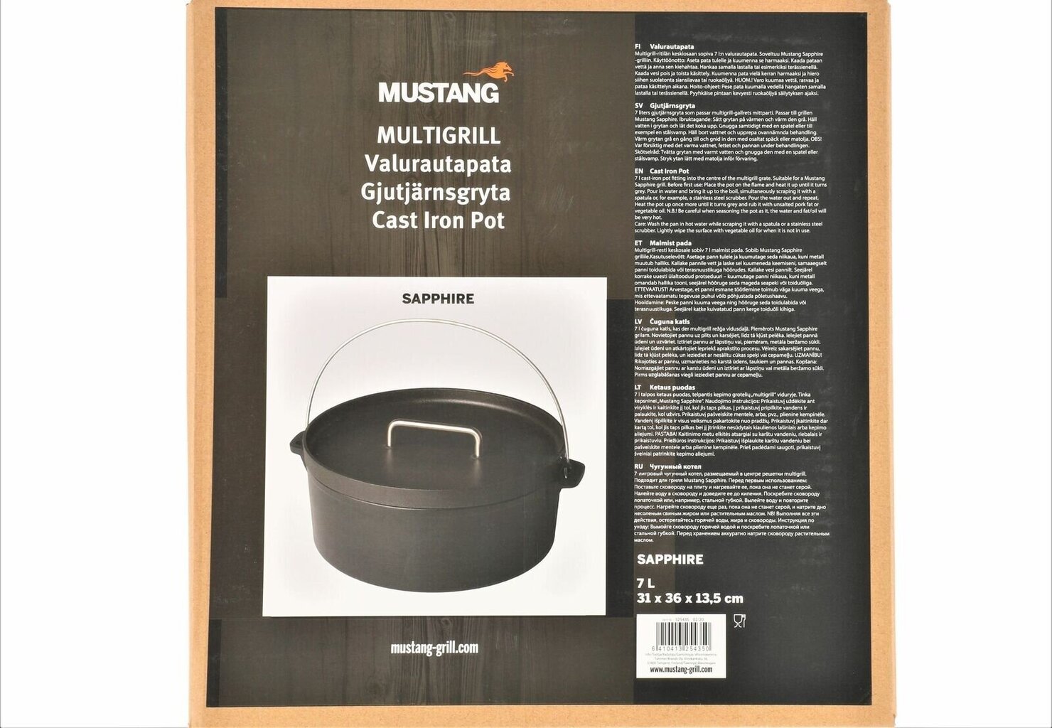 Kaanega malmist katel Mustang Ø31cm/7L hind ja info | Grillitarvikud ja grillnõud | hansapost.ee