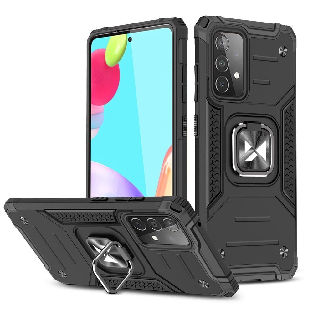 Telefoniümbris Wozinsky Ring Armor Case Kickstand Tough Rugged Cover for Samsung Galaxy A52s 5G / A52 5G / A52 4G, must hind ja info | Telefonide kaitsekaaned ja -ümbrised | hansapost.ee