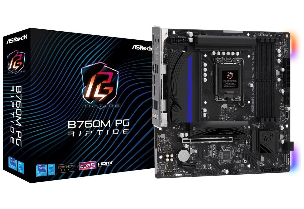 ASRock B760M PG Riptide, Micro ATX, LGA1700, DDR5 price and information | Emaplaadid | hansapost.ee