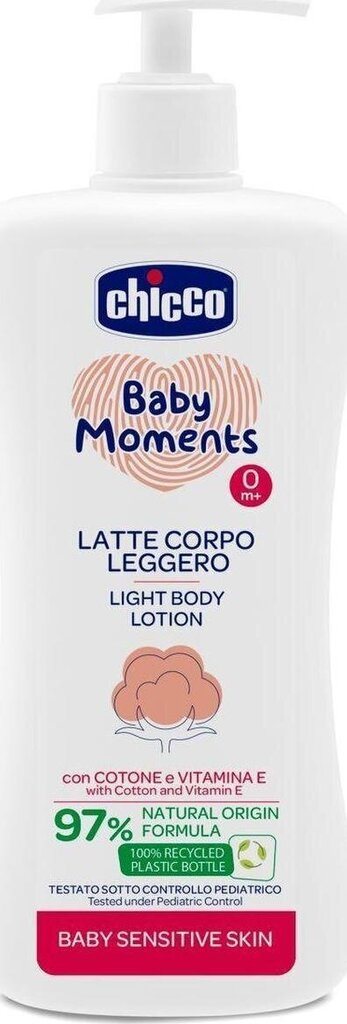 Kerge kehapiim Chicco Baby Moments Light Body Milk, 500 ml цена и информация | Laste ja ema kosmeetika | hansapost.ee