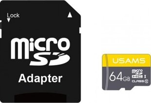 Usams MicroSDHC 64 ГБ Class 10 U1 (ZB119TF01) цена и информация | Карты памяти для фотоаппаратов, камер | hansapost.ee