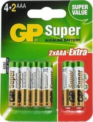 GP Super AAA/R03 6 штук цена и информация | Аккумуляторы, батарейки | hansapost.ee