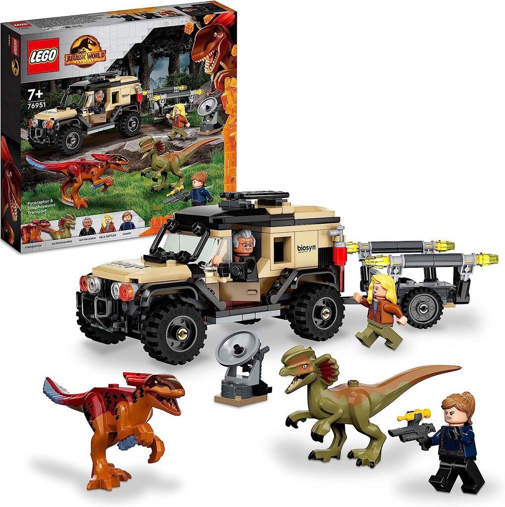 LEGO 76951 Jurassic World Pyroraptor & Dilophosaurus Transport hind ja info | Klotsid ja konstruktorid | hansapost.ee